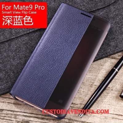 Custodia Huawei Mate 9 Pro Pelle Colore Profondotelefono, Cover Huawei Mate 9 Pro Folio Anti-caduta Grigio