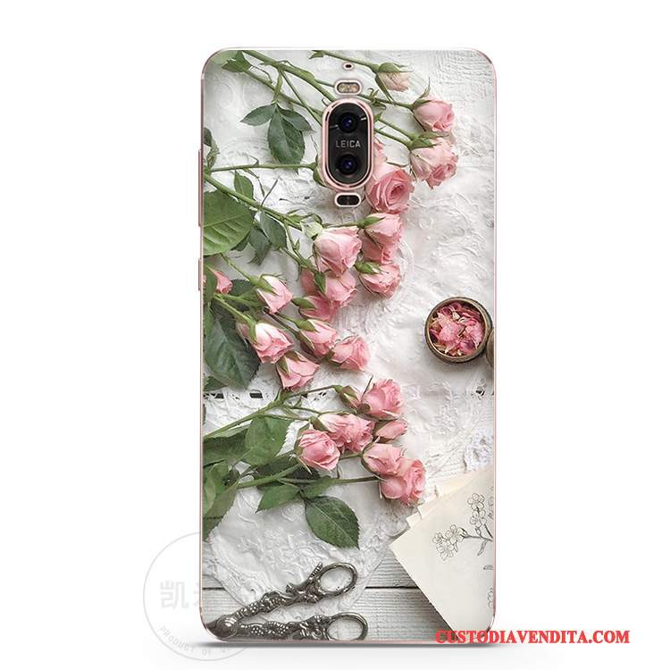 Custodia Huawei Mate 9 Pro Silicone Anti-caduta Morbido, Cover Huawei Mate 9 Pro Creativo Rosa Grigio