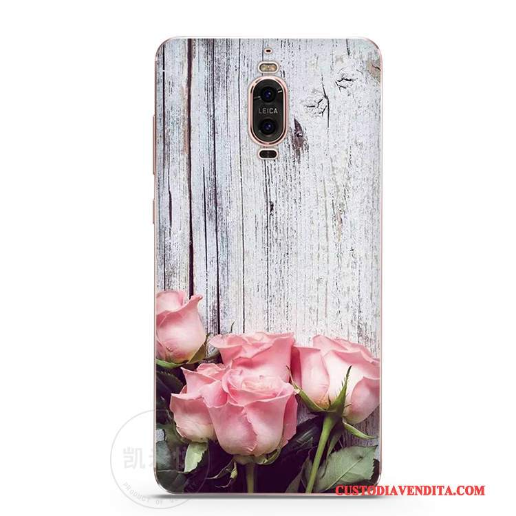 Custodia Huawei Mate 9 Pro Silicone Europa Fiori, Cover Huawei Mate 9 Pro Protezione Rosa Bello