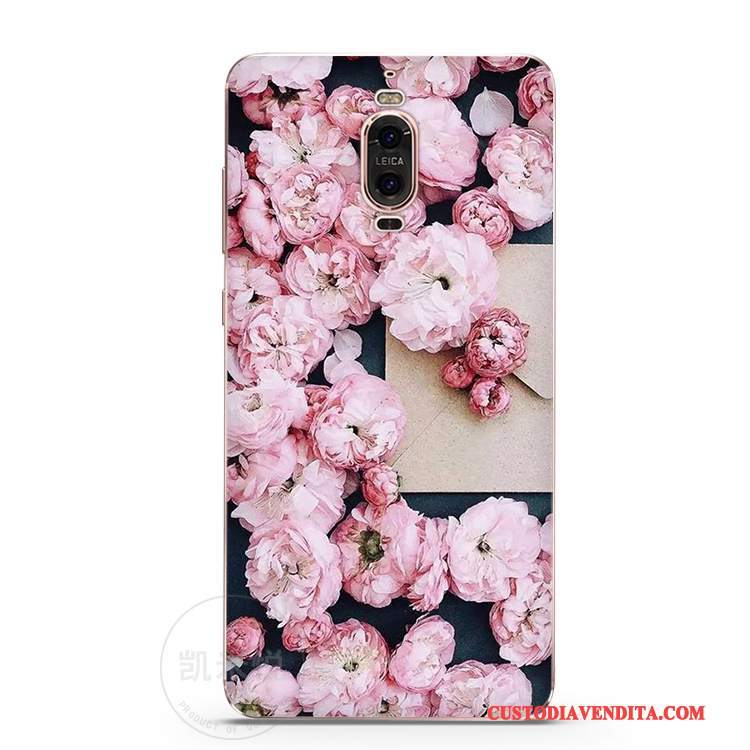 Custodia Huawei Mate 9 Pro Silicone Europa Fiori, Cover Huawei Mate 9 Pro Protezione Rosa Bello