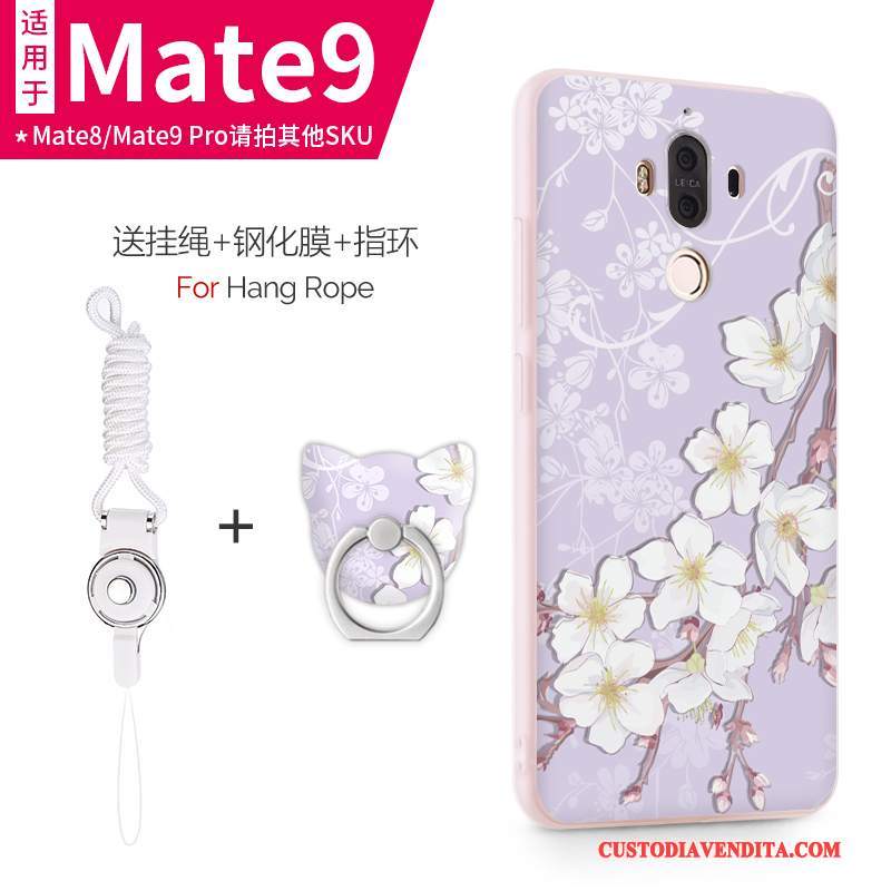 Custodia Huawei Mate 9 Silicone Anti-caduta Chiaro, Cover Huawei Mate 9 Protezione Morbido Porpora