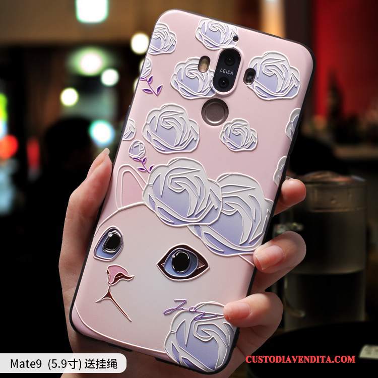 Custodia Huawei Mate 9 Silicone Morbido Bello, Cover Huawei Mate 9 Creativo Tutto Incluso Rosa