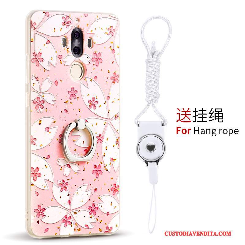 Custodia Huawei Mate 9 Silicone Telefono Anti-caduta, Cover Huawei Mate 9 Colore Ring Ornamenti Appesi