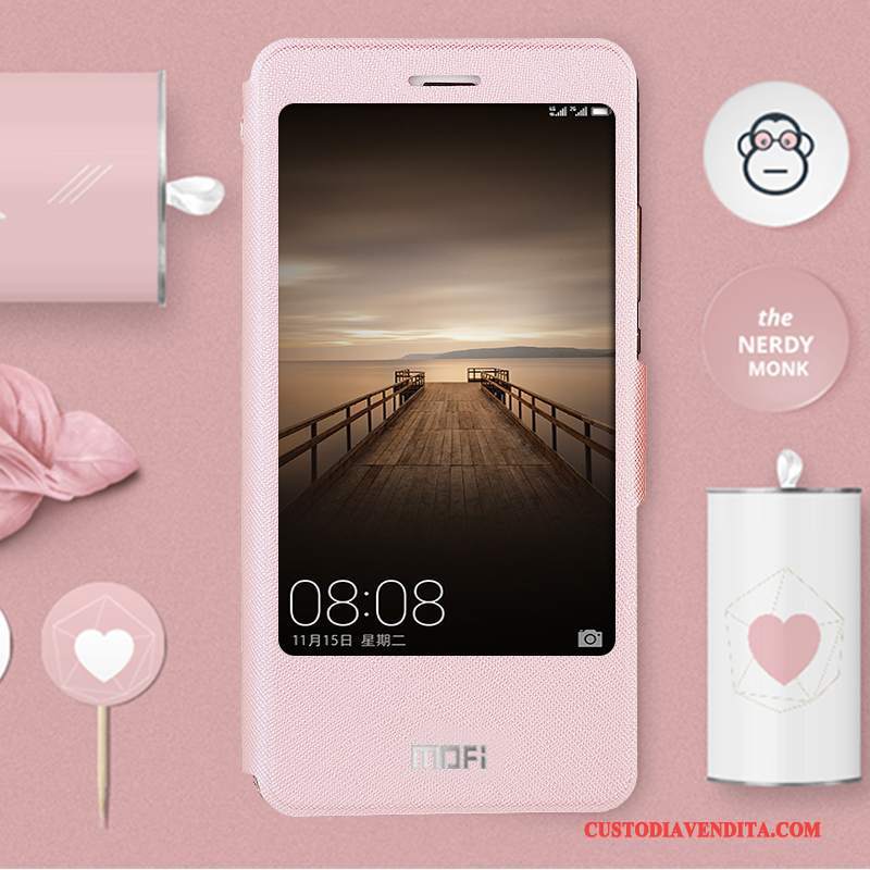 Custodia Huawei Mate 9 Silicone Tutto Incluso Rosa, Cover Huawei Mate 9 Folio Anti-cadutatelefono