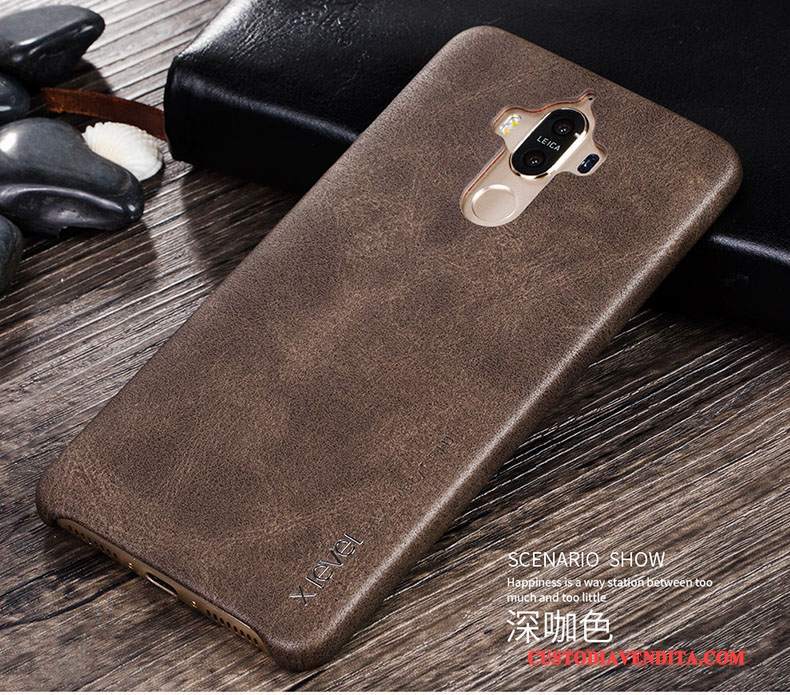 Custodia Huawei Mate 9 Vintage Telefono Anti-caduta, Cover Huawei Mate 9 Pelle Tendenza Oro