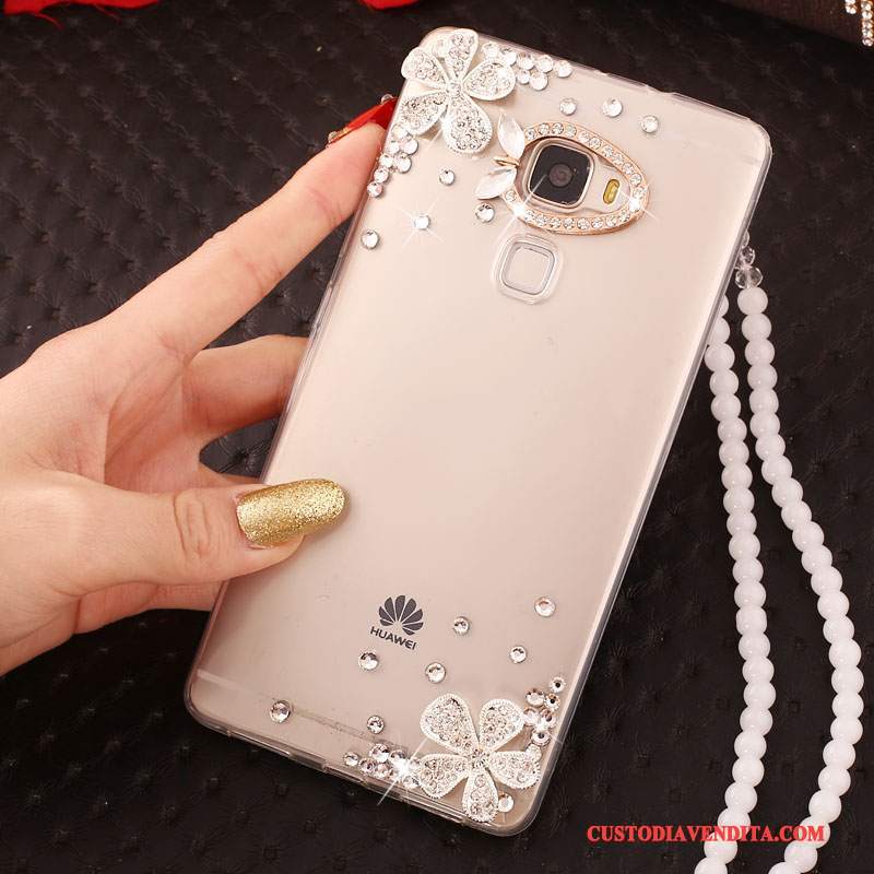 Custodia Huawei Mate S Silicone Ornamenti Appesi Ring, Cover Huawei Mate S Anti-caduta Oro