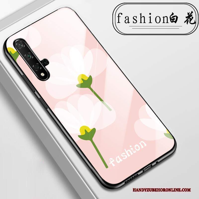 Custodia Huawei Nova 5t Anti-caduta Vetro, Cover Huawei Nova 5t Fiori Rosa