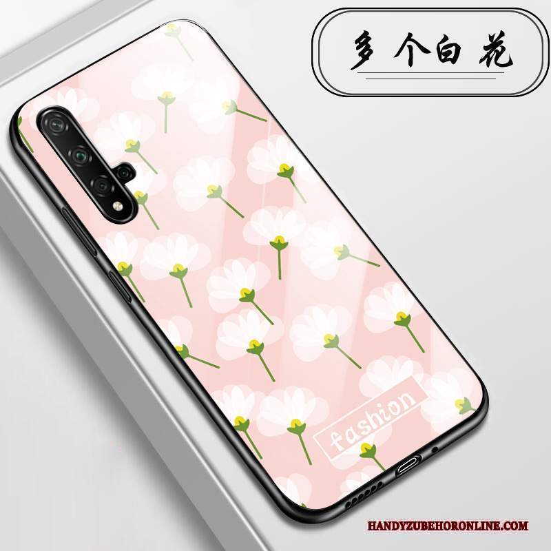 Custodia Huawei Nova 5t Anti-caduta Vetro, Cover Huawei Nova 5t Fiori Rosa