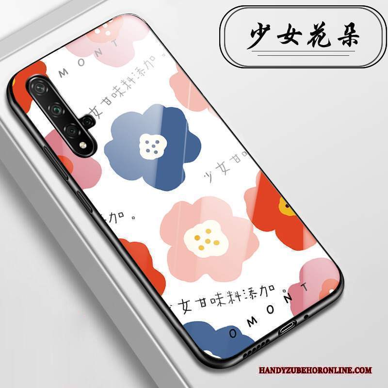 Custodia Huawei Nova 5t Anti-caduta Vetro, Cover Huawei Nova 5t Fiori Rosa