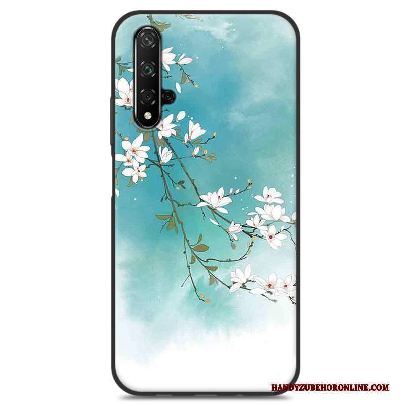 Custodia Huawei Nova 5t Silicone Blu Stile Cinese, Cover Huawei Nova 5t Protezione Telefono Piccola