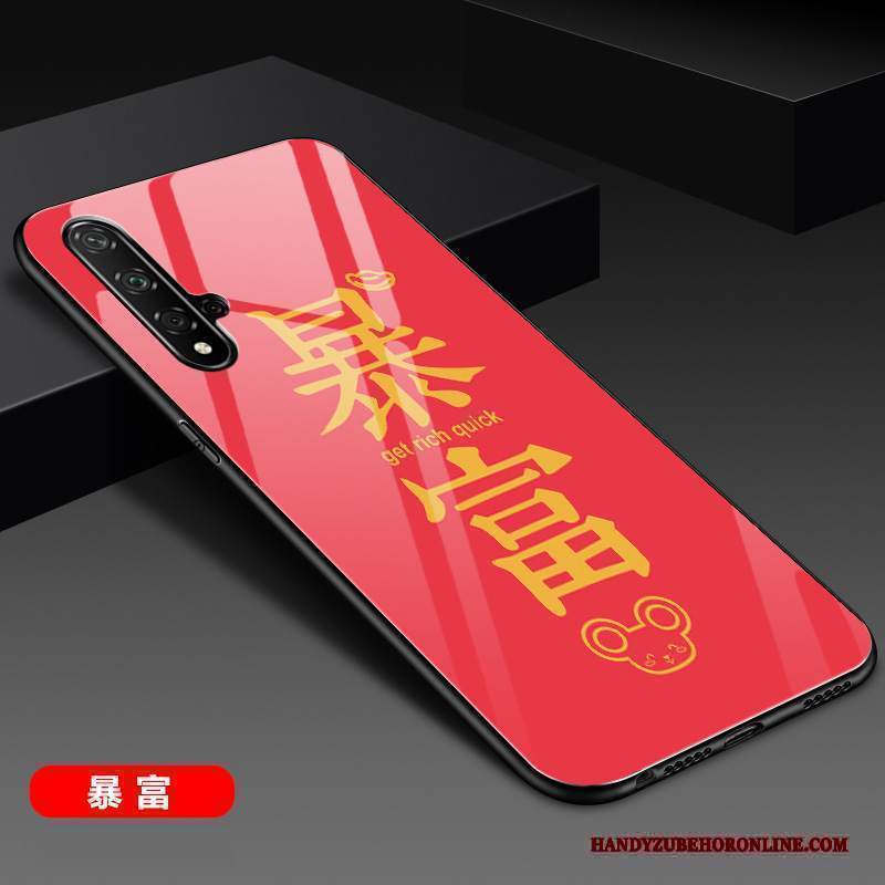 Custodia Huawei Nova 5t Silicone Rosso Nuovo, Cover Huawei Nova 5t Protezione Specchio Vetro