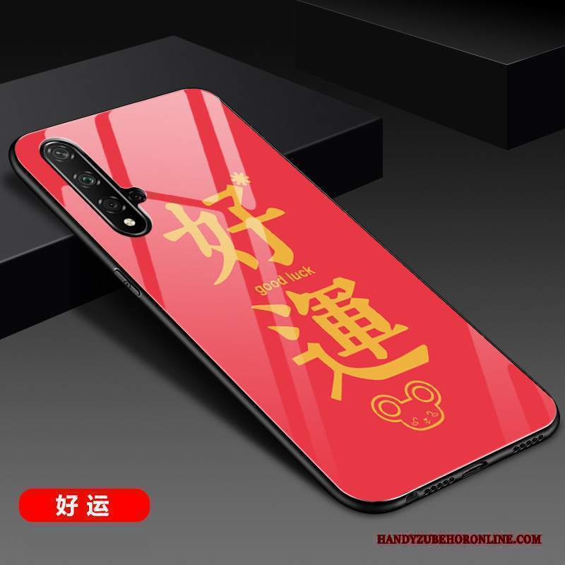 Custodia Huawei Nova 5t Silicone Rosso Nuovo, Cover Huawei Nova 5t Protezione Specchio Vetro