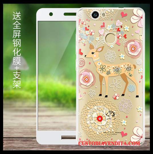 Custodia Huawei Nova Cartone Animato Trasparente Morbido, Cover Huawei Nova Silicone Anti-caduta Giallo