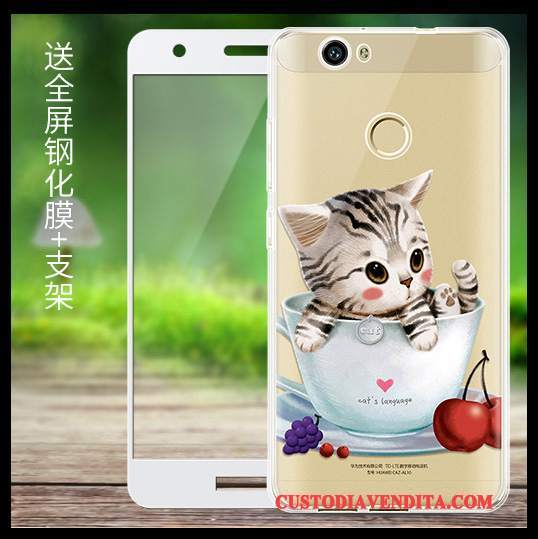 Custodia Huawei Nova Cartone Animato Trasparente Morbido, Cover Huawei Nova Silicone Anti-caduta Giallo