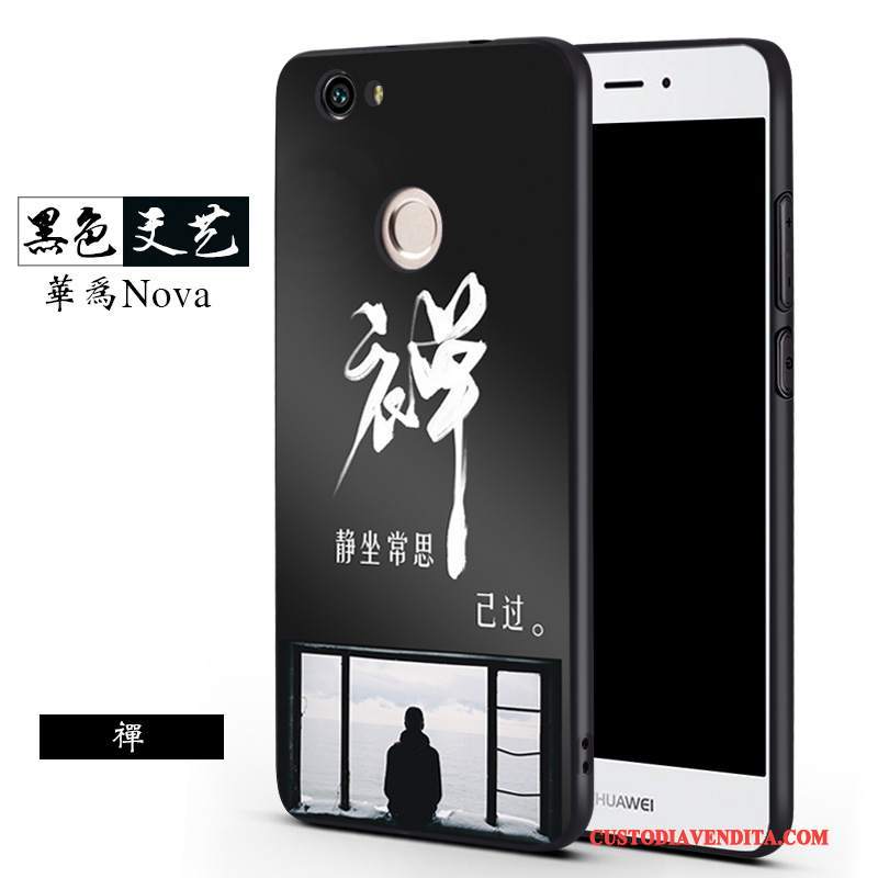 Custodia Huawei Nova Creativo Anti-caduta Macchiati, Cover Huawei Nova Silicone Morbido Nero