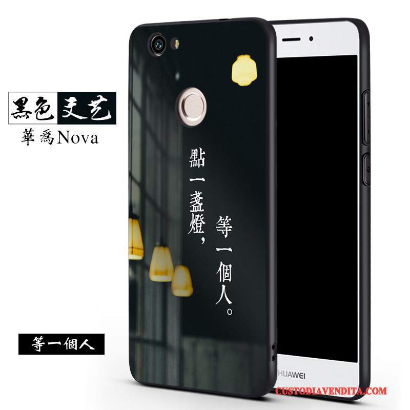 Custodia Huawei Nova Creativo Anti-caduta Macchiati, Cover Huawei Nova Silicone Morbido Nero