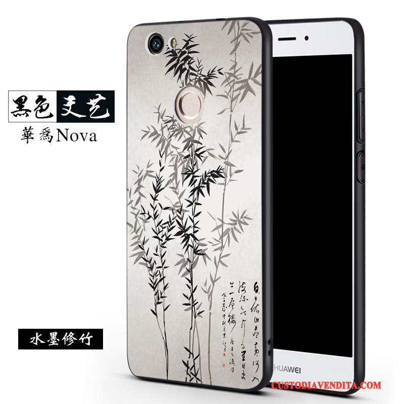 Custodia Huawei Nova Creativo Anti-caduta Macchiati, Cover Huawei Nova Silicone Morbido Nero