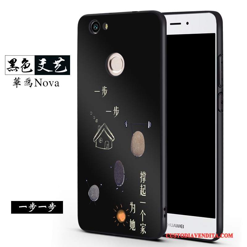 Custodia Huawei Nova Creativo Anti-caduta Macchiati, Cover Huawei Nova Silicone Morbido Nero