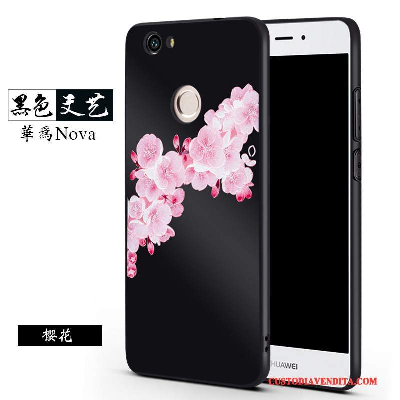 Custodia Huawei Nova Creativo Anti-caduta Macchiati, Cover Huawei Nova Silicone Morbido Nero