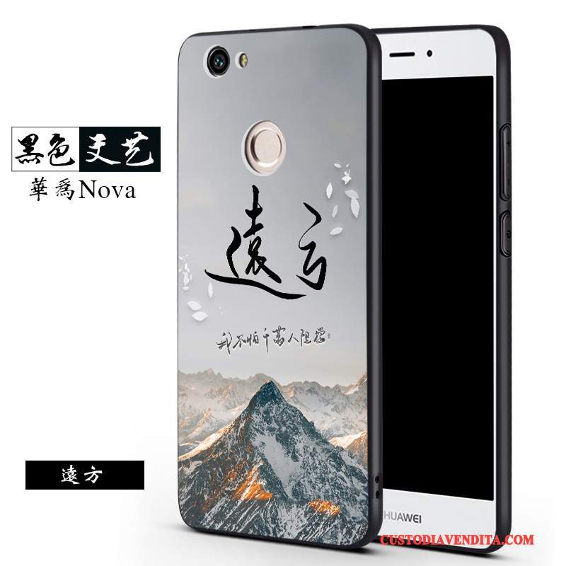 Custodia Huawei Nova Creativo Anti-caduta Macchiati, Cover Huawei Nova Silicone Morbido Nero