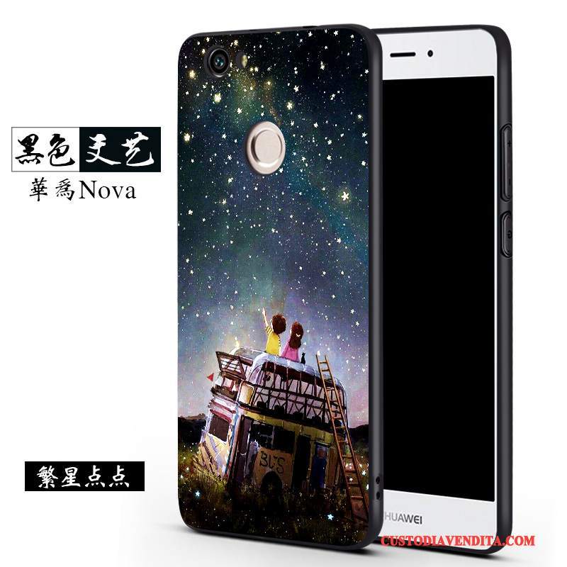 Custodia Huawei Nova Creativo Anti-caduta Macchiati, Cover Huawei Nova Silicone Morbido Nero