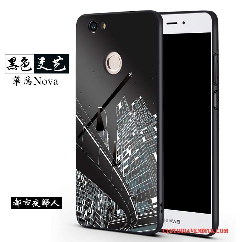 Custodia Huawei Nova Creativo Anti-caduta Macchiati, Cover Huawei Nova Silicone Morbido Nero