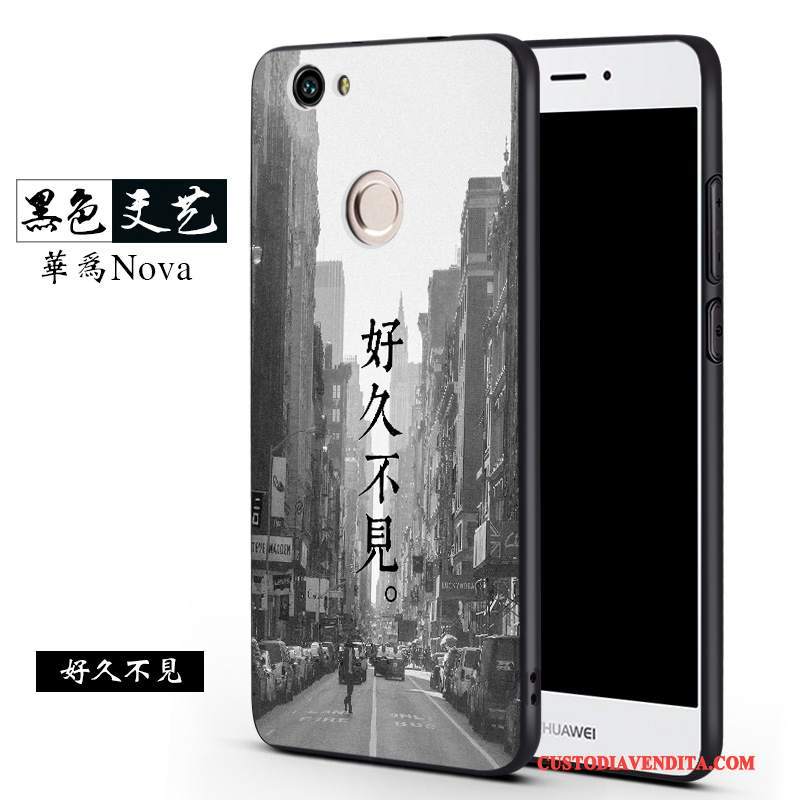 Custodia Huawei Nova Creativo Anti-caduta Macchiati, Cover Huawei Nova Silicone Morbido Nero