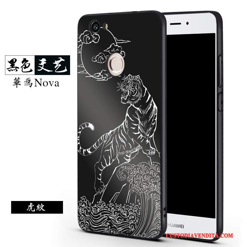 Custodia Huawei Nova Creativo Anti-caduta Macchiati, Cover Huawei Nova Silicone Morbido Nero