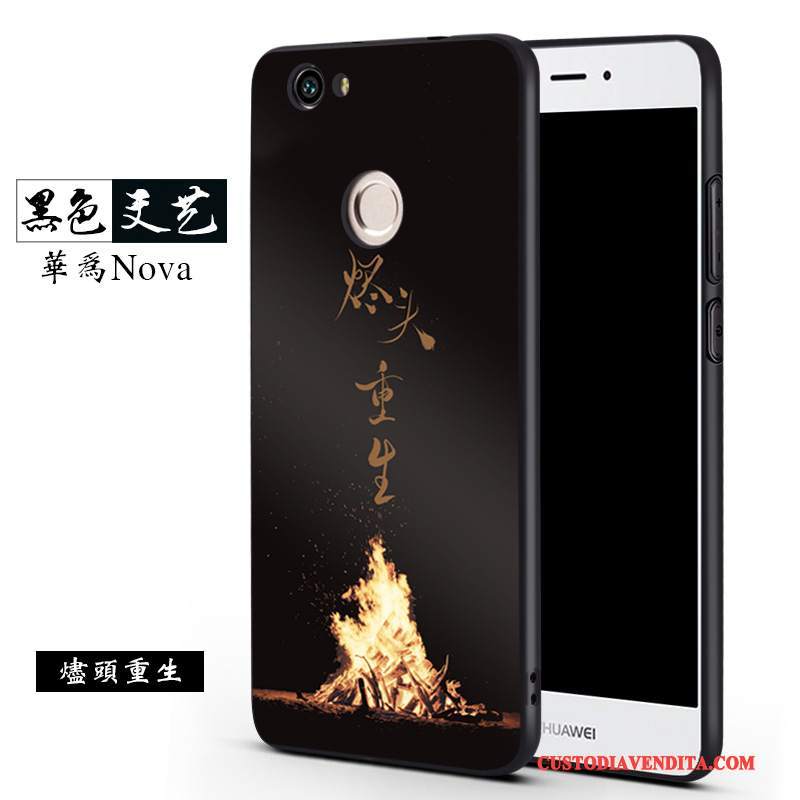 Custodia Huawei Nova Creativo Anti-caduta Macchiati, Cover Huawei Nova Silicone Morbido Nero