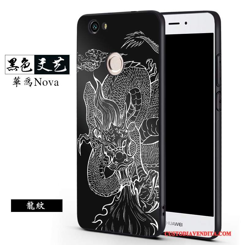 Custodia Huawei Nova Creativo Anti-caduta Macchiati, Cover Huawei Nova Silicone Morbido Nero