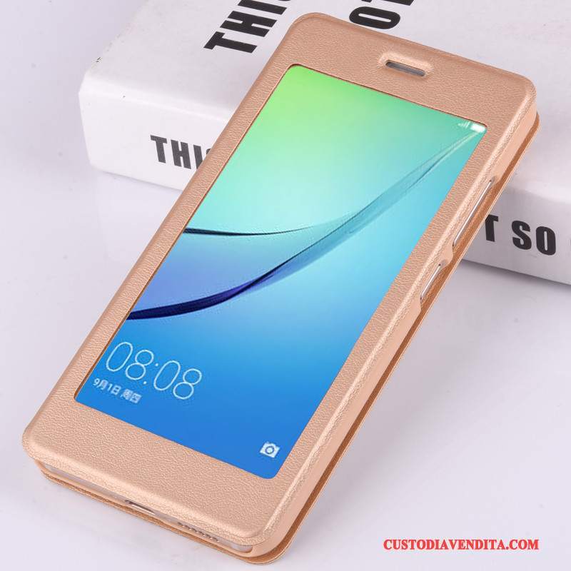 Custodia Huawei Nova Folio Oro Anti-caduta, Cover Huawei Nova Pelle Telefono