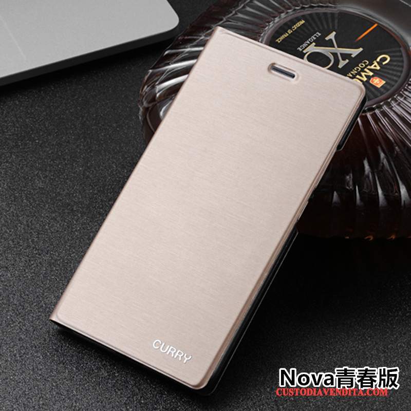 Custodia Huawei Nova Pelle Gioventù Argento, Cover Huawei Nova Folio Telefono