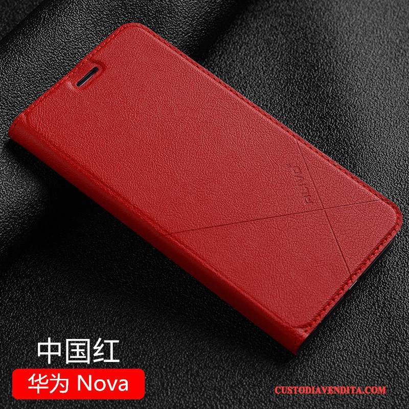 Custodia Huawei Nova Pelle Telefono Nero, Cover Huawei Nova Folio Gioventù Anti-caduta