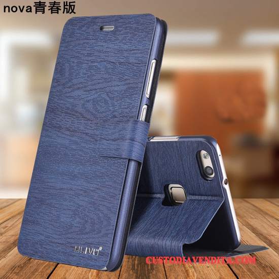 Custodia Huawei Nova Protezione Anti-caduta Gioventù, Cover Huawei Nova Pelle Telefono Blu Scuro