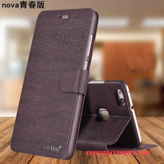 Custodia Huawei Nova Protezione Anti-caduta Gioventù, Cover Huawei Nova Pelle Telefono Blu Scuro