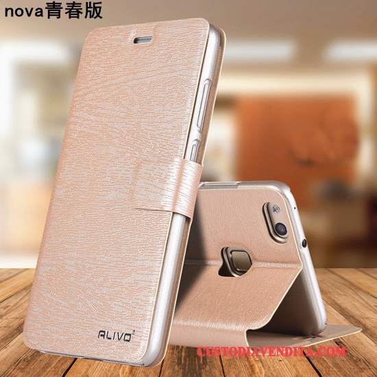 Custodia Huawei Nova Protezione Anti-caduta Gioventù, Cover Huawei Nova Pelle Telefono Blu Scuro