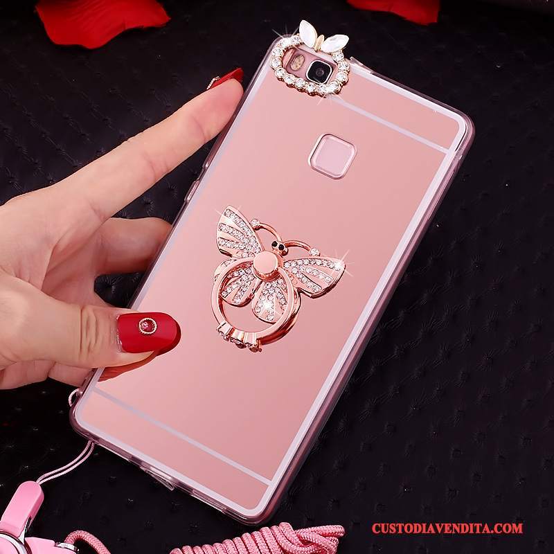 Custodia Huawei Nova Silicone Morbido Ornamenti Appesi, Cover Huawei Nova Protezione Ring Rosa