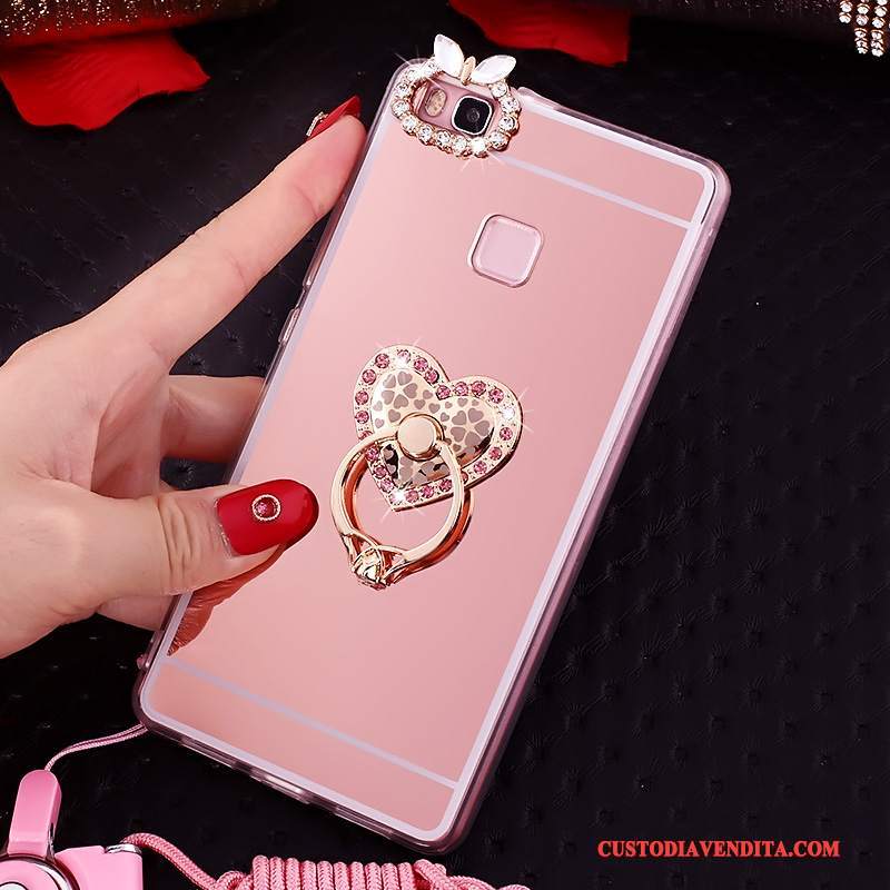 Custodia Huawei Nova Silicone Morbido Ornamenti Appesi, Cover Huawei Nova Protezione Ring Rosa