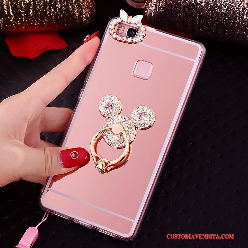 Custodia Huawei Nova Silicone Morbido Ornamenti Appesi, Cover Huawei Nova Protezione Ring Rosa