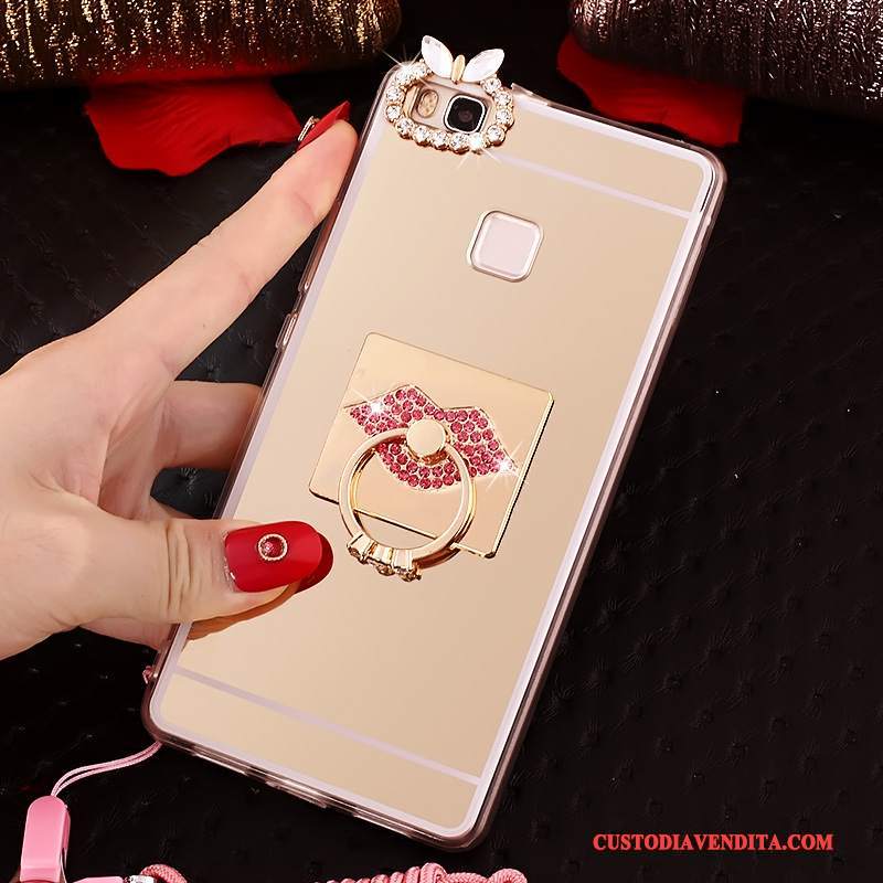 Custodia Huawei Nova Silicone Morbido Ornamenti Appesi, Cover Huawei Nova Protezione Ring Rosa