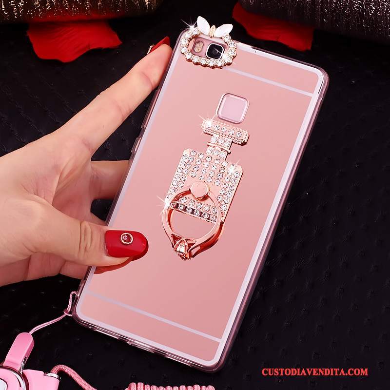 Custodia Huawei Nova Silicone Morbido Ornamenti Appesi, Cover Huawei Nova Protezione Ring Rosa