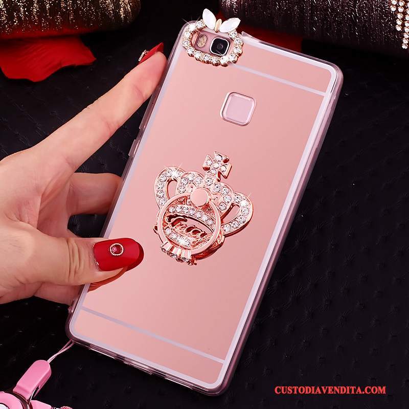 Custodia Huawei Nova Silicone Morbido Ornamenti Appesi, Cover Huawei Nova Protezione Ring Rosa