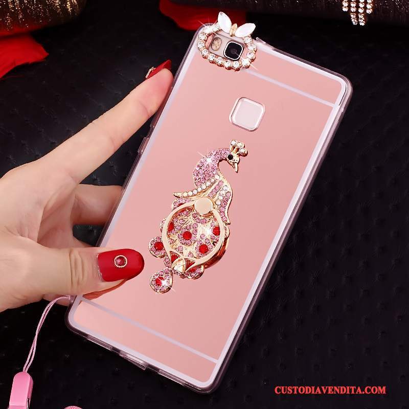 Custodia Huawei Nova Silicone Morbido Ornamenti Appesi, Cover Huawei Nova Protezione Ring Rosa