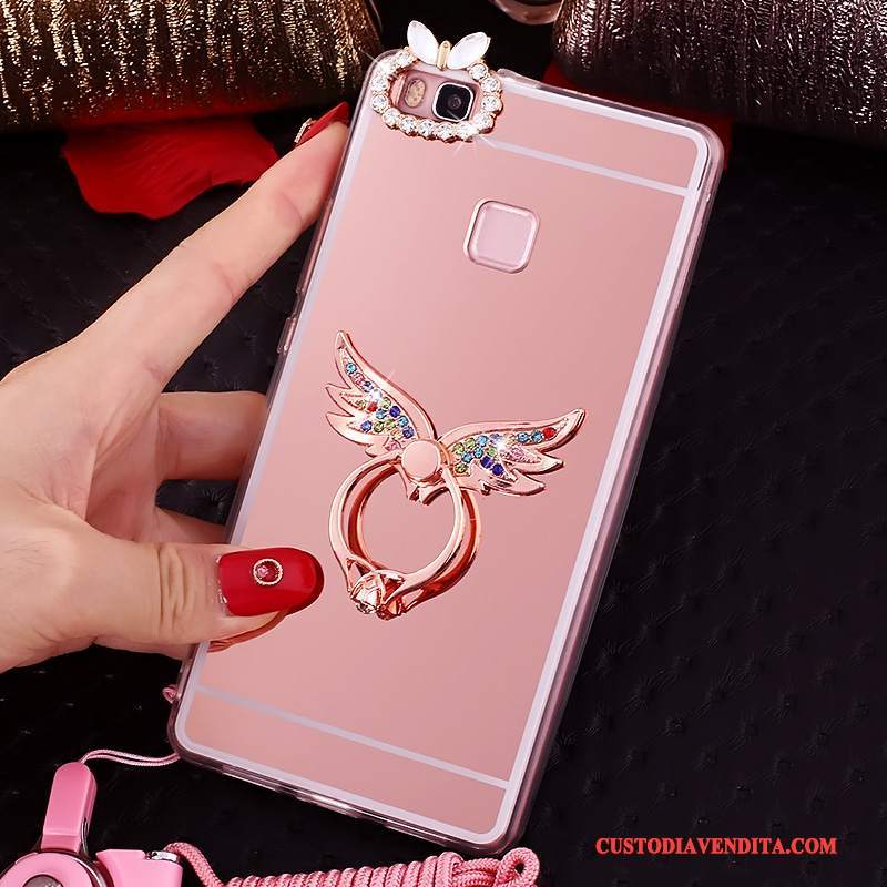 Custodia Huawei Nova Silicone Morbido Ornamenti Appesi, Cover Huawei Nova Protezione Ring Rosa