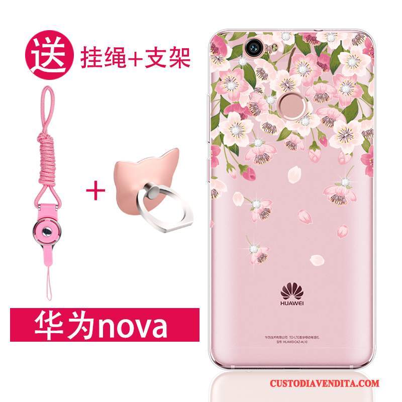 Custodia Huawei Nova Silicone Telefono Morbido, Cover Huawei Nova Gioventù Rosa