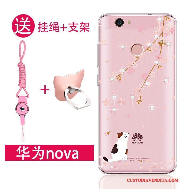 Custodia Huawei Nova Silicone Telefono Morbido, Cover Huawei Nova Gioventù Rosa