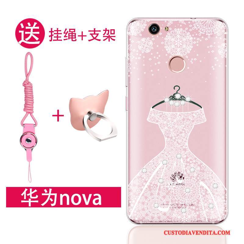 Custodia Huawei Nova Silicone Telefono Morbido, Cover Huawei Nova Gioventù Rosa