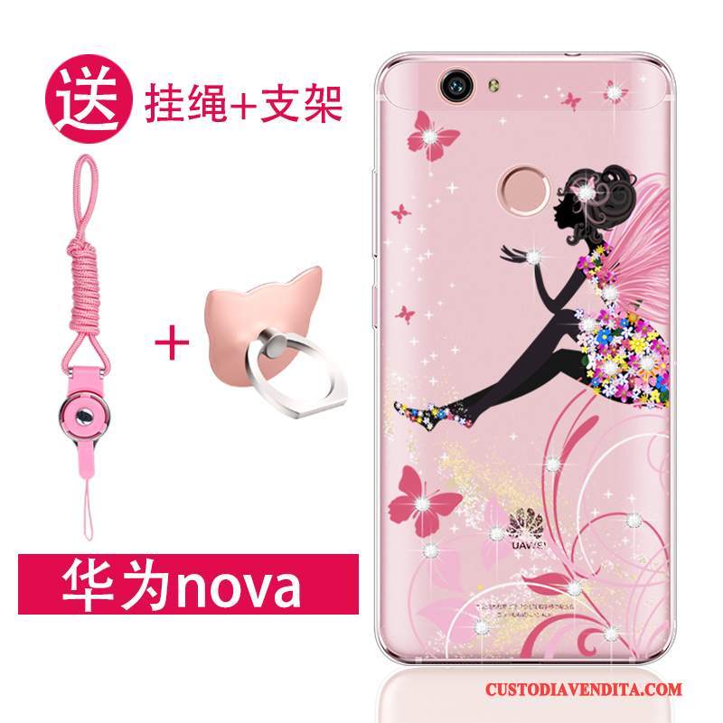 Custodia Huawei Nova Silicone Telefono Morbido, Cover Huawei Nova Gioventù Rosa