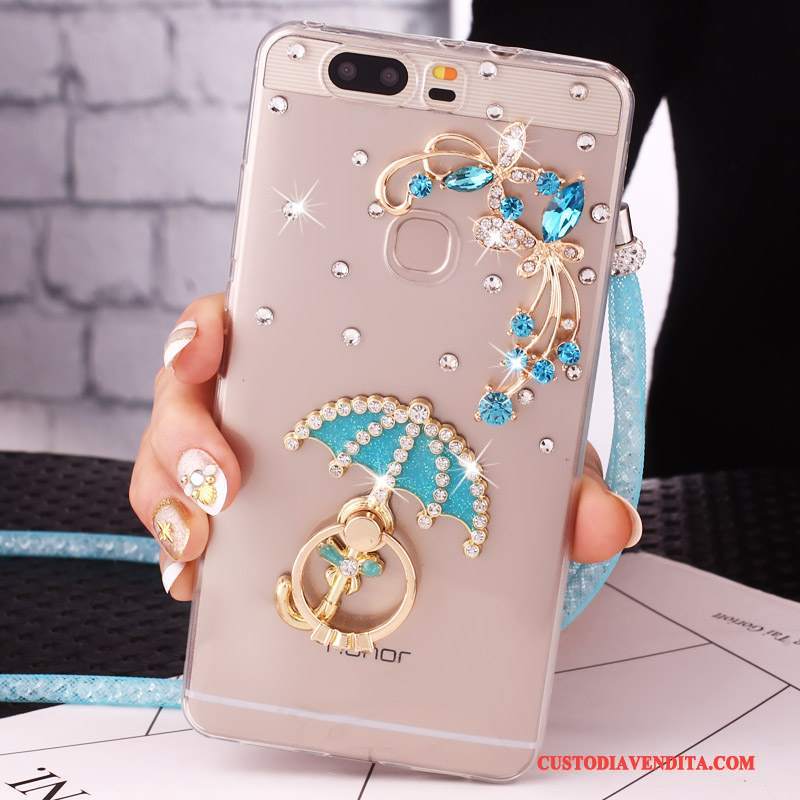 Custodia Huawei Nova Strass Blu Ornamenti Appesi, Cover Huawei Nova Protezione Telefono