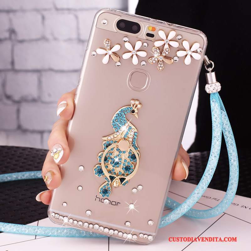 Custodia Huawei Nova Strass Blu Ornamenti Appesi, Cover Huawei Nova Protezione Telefono